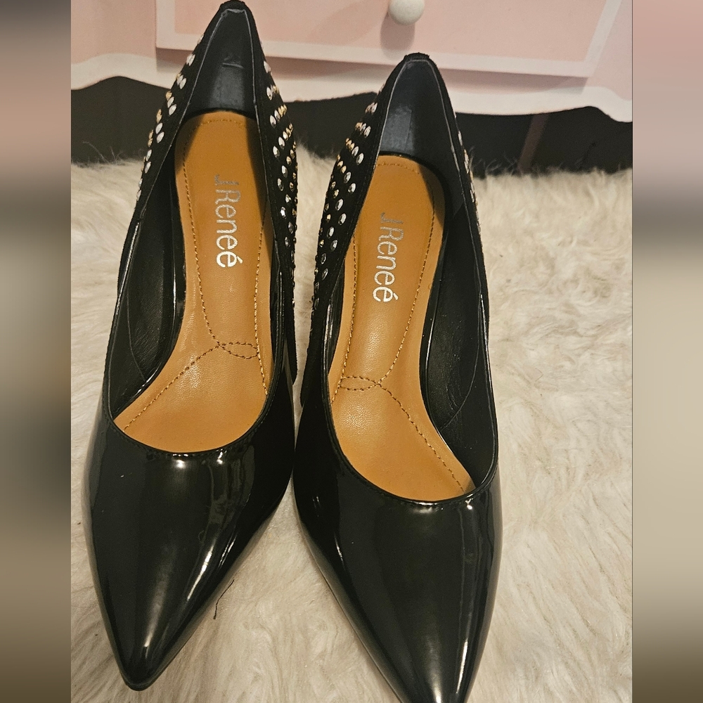 J.Renee Black Studded Women's Shoes